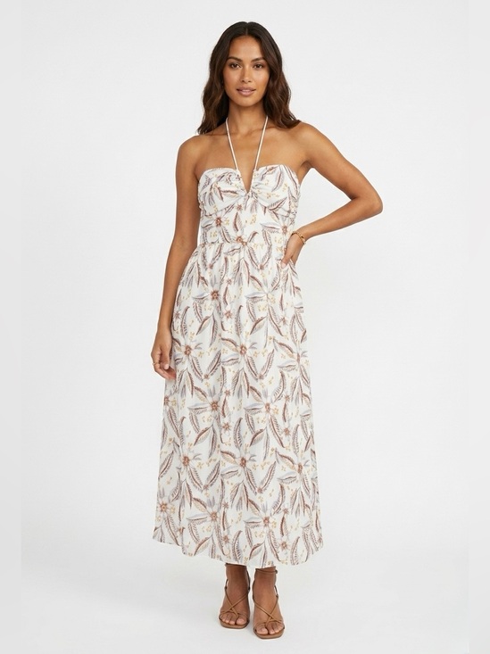 Gentle Fawn Dresses & Skirts - Gentle Fawn Floral Paisley Midi Dress Strappy V-Neck Boho Summer Cream Large L